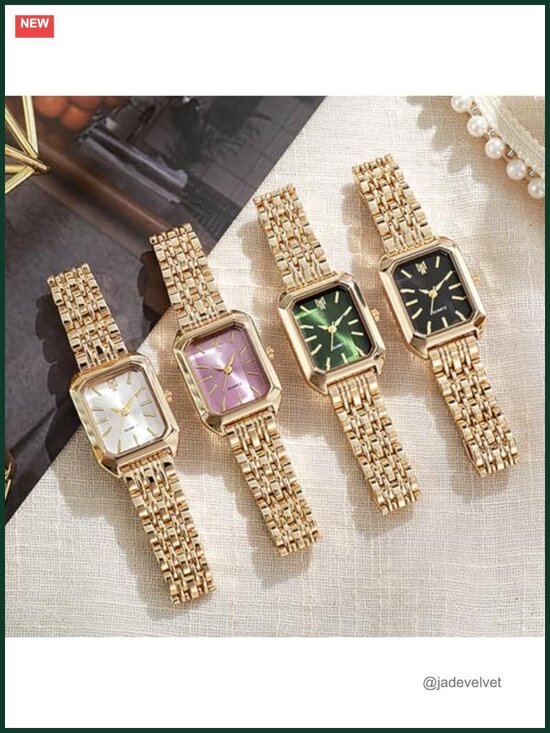 Women\'s Quartz Wrist Watch Gold Steel Strap Rectangle Dial Casual main image 6